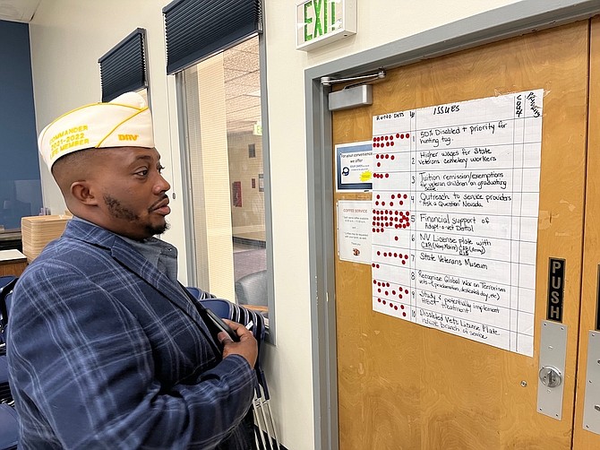 Jerome Washington from the Veterans Benefits Administration relies on input to rank the top issues facing veterans. He is also a member of the Disabled American Veterans and Veterans of Foreign Legion Post 3396 in Sparks.