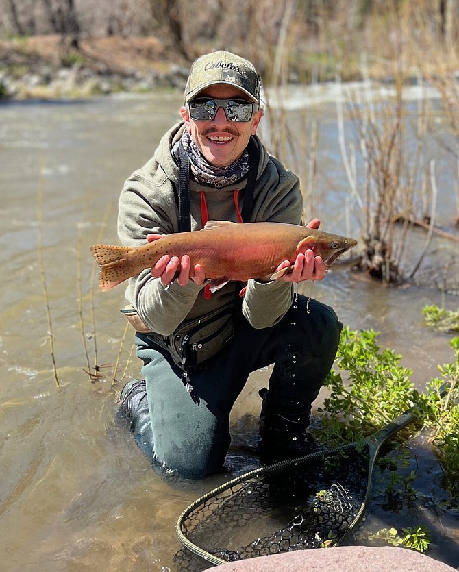 South Lake Tahoe resident Chris Bernardino caught a Lahontan cutthroat trout weighing 3.5 pounds in the East Fork of the Carson River.
Carson River Resort/Special to The R-C