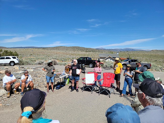 Residents gather to discuss the Painted Rock Mine project in Johnson Lane.