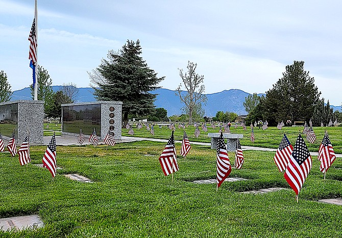 Flags placed by Tahoe-Douglas Elks and Daughters of the American Revolution decorate veterans' graves at East Side Memorial Park for Memorial Day. Tahoe-Douglas Elks photo
