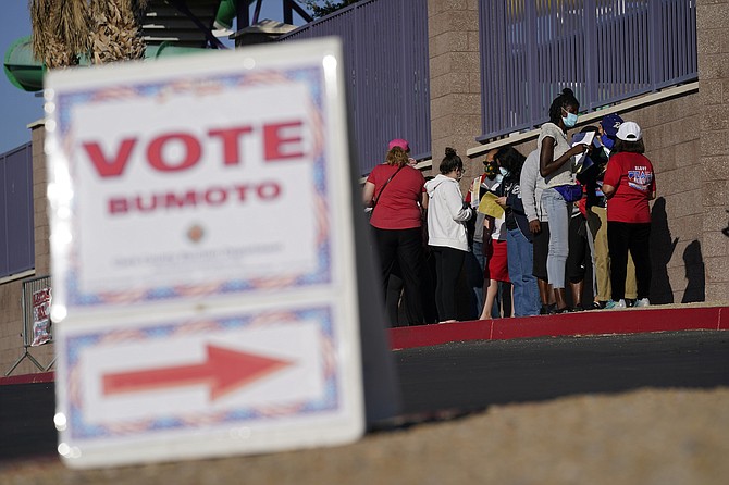 Voters at a polling place on Nov. 3, 2020, in Las Vegas.