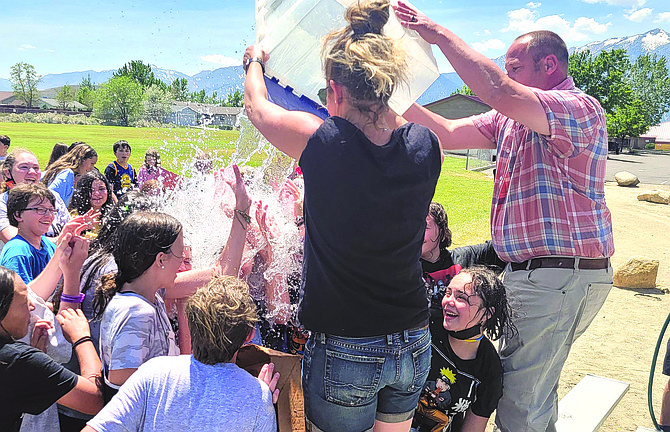 Pau-Wa-Lu Middle School  staff bring the cold during a Roman water balloon battle  held on the last day of school, May 26. Pau-Wa-Lu Middle School photo