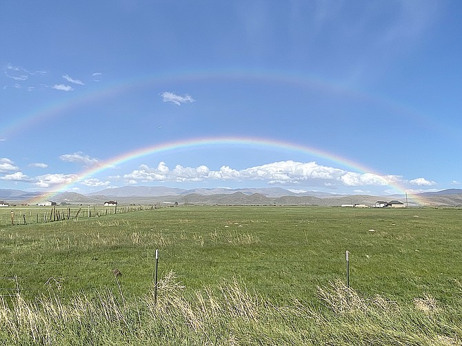 A double rainbow greeted Kate Cunningham Sunday on her return to Carson Valley.