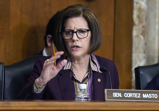 U.S. Sen. Catherine Cortez Masto, D-Nev., speaks during a Senate Energy and Natural Resources hearing on May 5, 2022, in Washington.