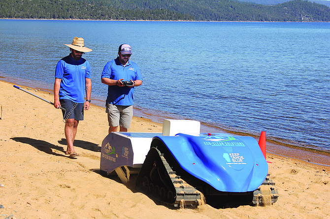 ECO-CLEAN Solutions’ JT Chevallier and JB Harris demonstrate BEBOT at Keep Tahoe Blue Stewardship Day on June 15.
