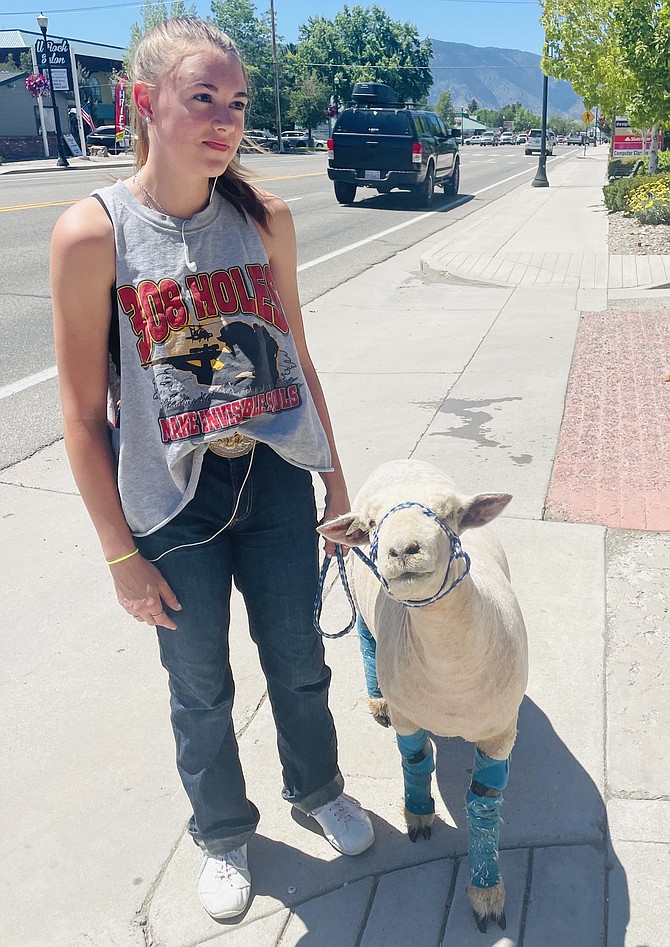 Record-Courier Associate Publisher Tara Addeo captured a classic Gardnerville moment on Tuesday when she snapped this photo of Kahlea and her sheep, Mae, walking down Main Street.