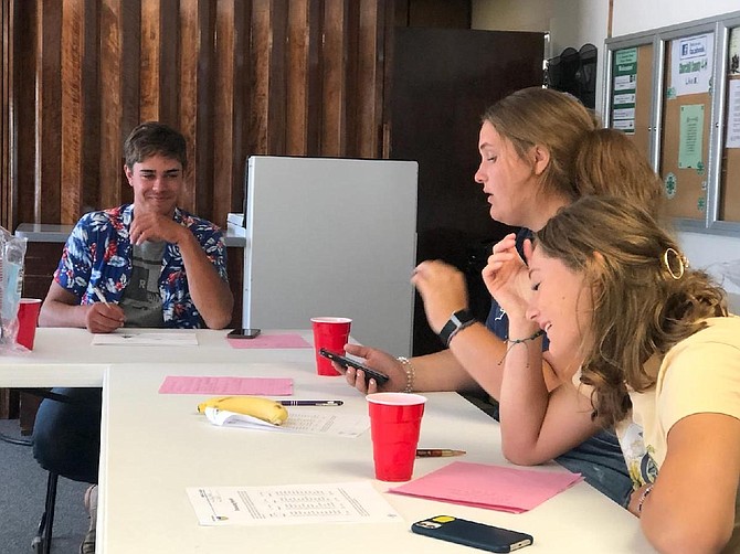 From left, Eddie Morrow, Stacie Bogdanowicz and Ruby Hiskett attend their FFA officers retreat.