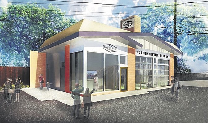 A rendering of what proponents believe Gardnerville Station will eventually look like that was published in December 2018. The project to convert the former gas station into a visitors center has been the largest single recipient of community development block grants in Douglas history, receiving $539,350 over its lifetime. Drainage projects that inspired its acquisition in the first place await work on Highway 395.