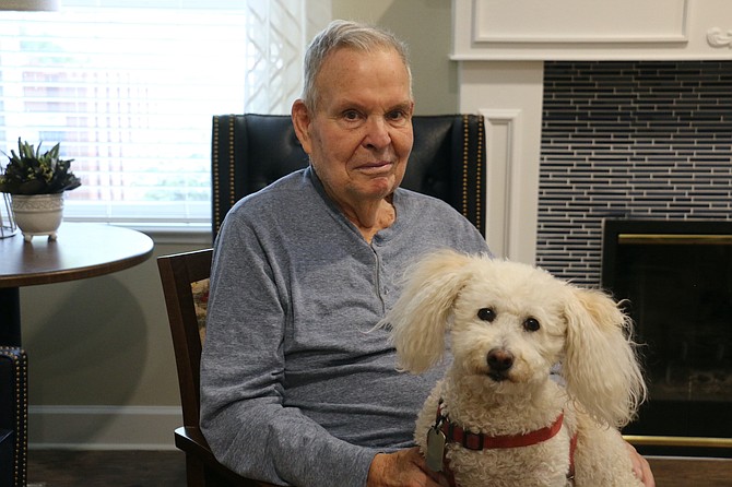 Dick James, 81, who lives in the senior living community Chateau of Gardnerville, recently received help from his bichon mix Puppy after suffering heat exhaustion.