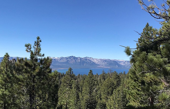 A peek of Lake Tahoe through the trees from Kingsbury Grade. Nevada Division of State Lands photo