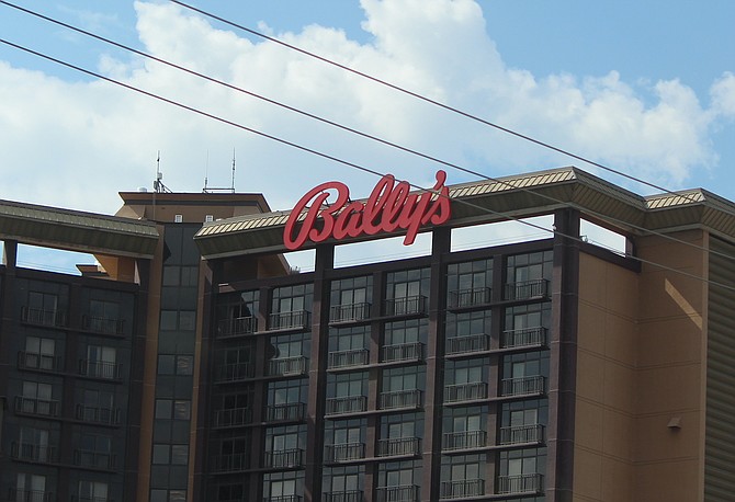 The new Ballys sign on the casino formerly known as the Mont Bleu.
