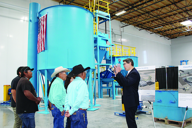 President of North American Operations for Lithium Americas Alexi Zawadzki, far left, gave Ft. McDermitt Paiute Shoshone Tribe members, from right, Kyle Crutcher, Cauy Crutcher, Ario Crutcher and Rick Crutcher a tour of the Technical Center.