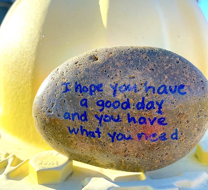 A rock bearing an uplifting message, as found by Robin L. Sarantos in Minden.