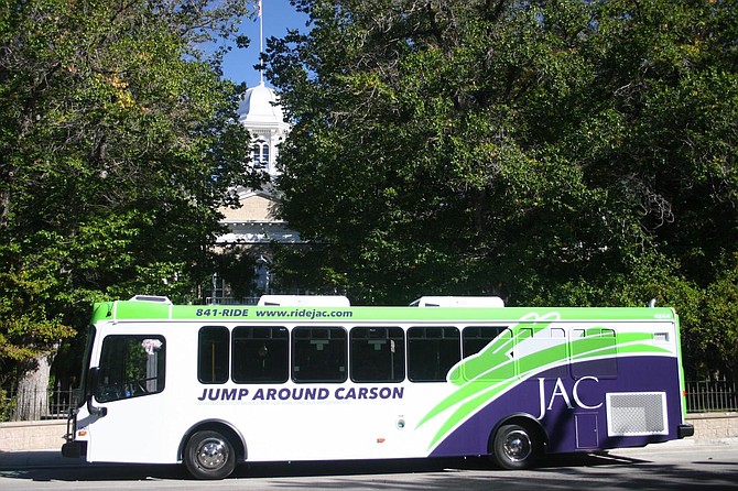 A Jump Around Carson bus in front of the Capitol.