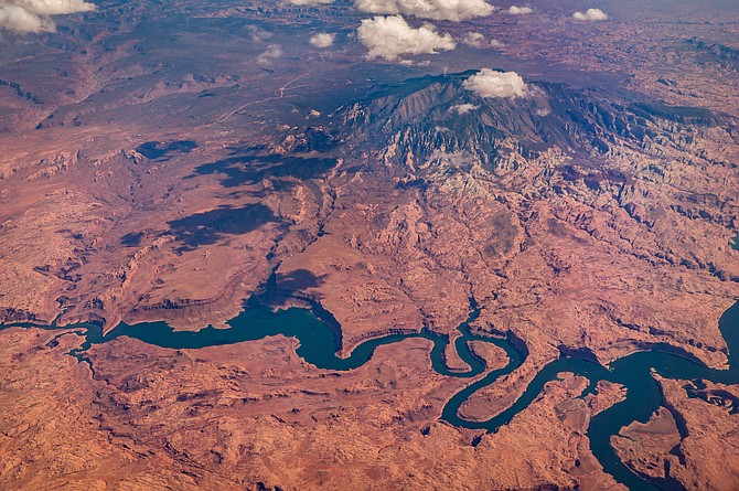 The Colorado River on the Nevada-Arizona state line near Lake Mead.