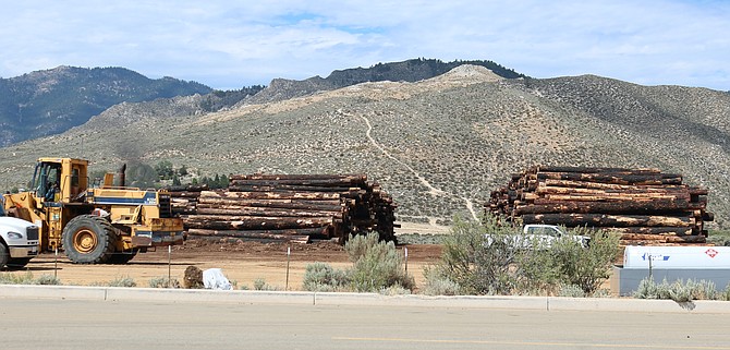 Logs are piling up on the location of a sawmill behind Carson Valley Plaza in Northern Douglas County.