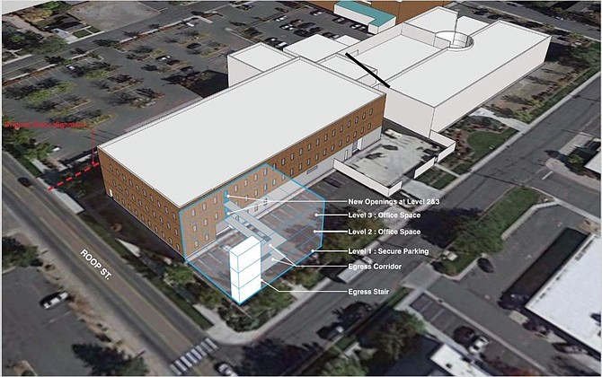 A rendering of a potential expansion to the Carson City Courthouse as designed by TSK Architects.