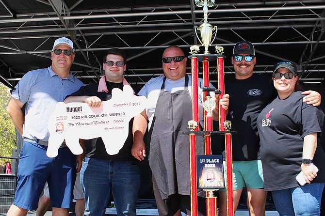 Sparks-based BJ’S BBQ with the first-place trophy and check at the Best in the West Nugget Rib Cook-Off, which wrapped up Sept. 5.