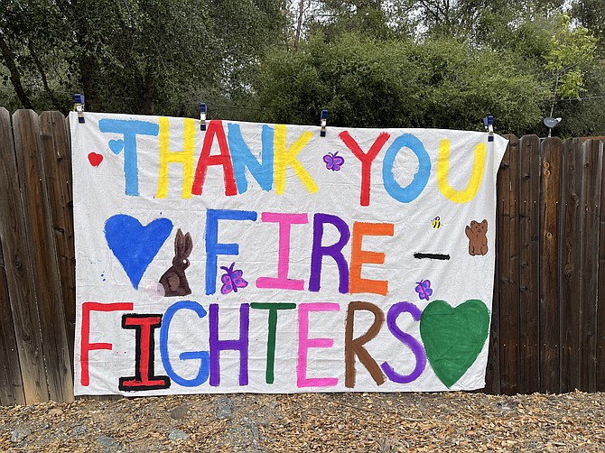 Residents of the West Slope put up banners thanking firefighters. U.S. Forest Service photo