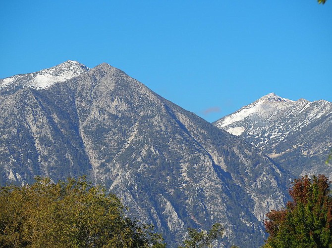 Gardnerville resident Dave Thomas took this photo of a dusting of snow on Jobs Peak on Thursday morning.
