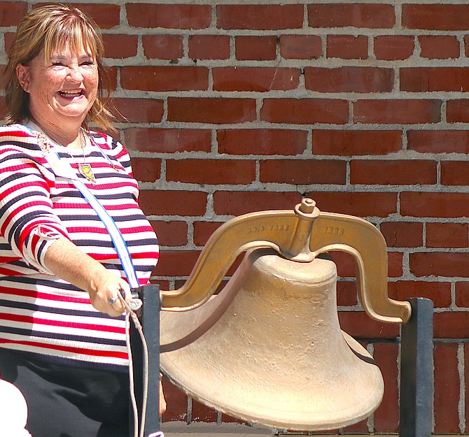 Carson City Mayor Lori Bagwell got to ring in Constitution Week with the school bell at the Carson Valley Museum & Cultural Center in Gardnerville on Sept. 17. Bagwell was a guest of the Daughters of the American Revolution.