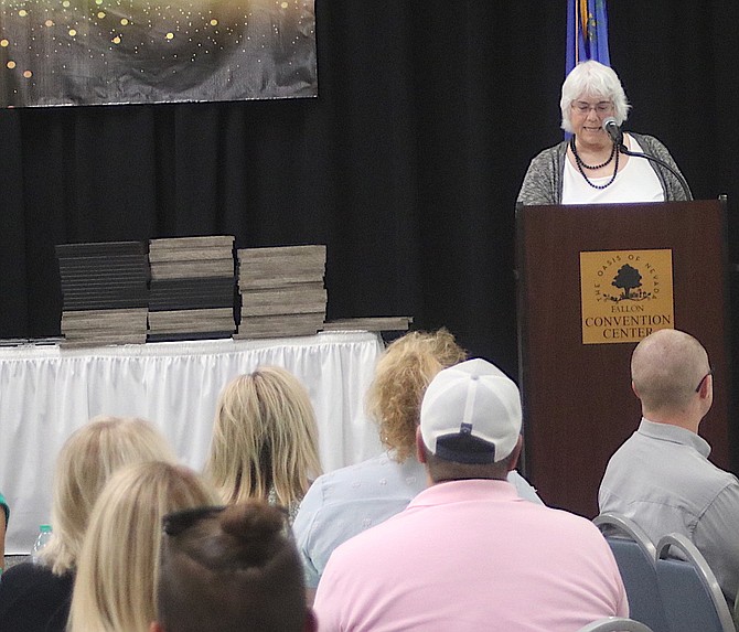 Ellen Townsend, a member of the both the Greenwave and University of Nevada halls of fame, delivered the keynote address at Saturday’s induction.