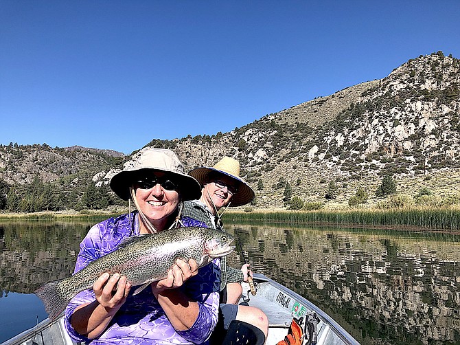 Sara from June Lake caught her first fish since she was a kid on Gull Lake.