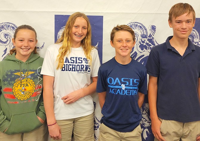 Oasis middle school class officers are, from left, Avery Laca, Kadence Wiessmer, Braylon Byrd and Blake Bettis.