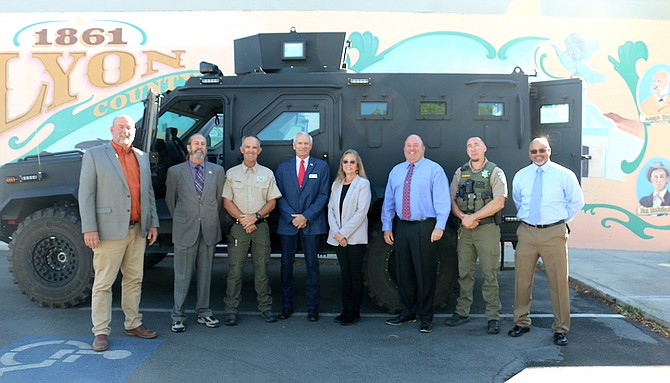 The Lyon County Commission honored Capt. Johnny Smith, far right, on Oct. 6, 2022 for his service.