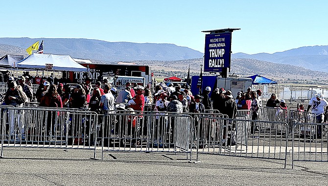 Around 200 people were already lined up at the gate by 10 a.m. for Saturday's Save America Rally with former President Trump.