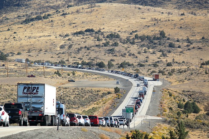 A collision on Highway 395 backed up traffic for miles on Wednesday afternoon.