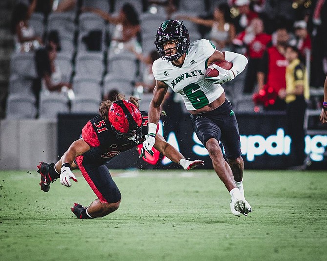 Hawaii wide receiver Zion Bowens against San Diego State on Oct. 8, 2022.