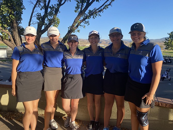 The Carson High girls golf team poses for a photo after finishing third in the Class 5A regional golf tournament. Pictured from left to right are Jaime McGee, Madeline Silsby, Madeline Roberts, Kylee Wentz, Rhianna Redwine and Ellah Olson.