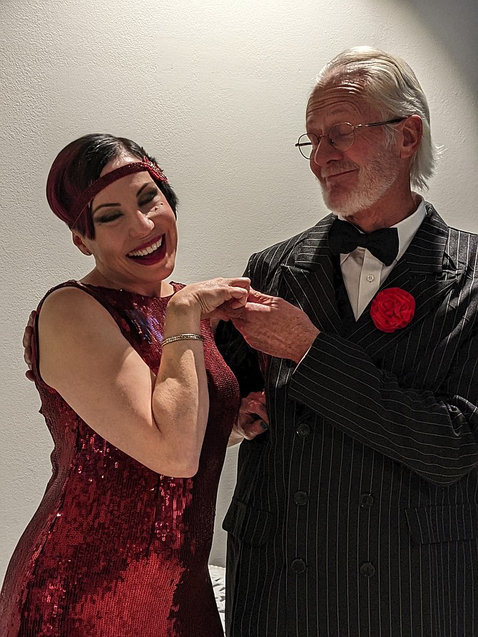 Actors, Thea Newhouse and Des Craig, in the upcoming performances of The Great Gadfly Murder Mystery are busy perfecting their roles this week in anticipation of the debut of the play this weekend.