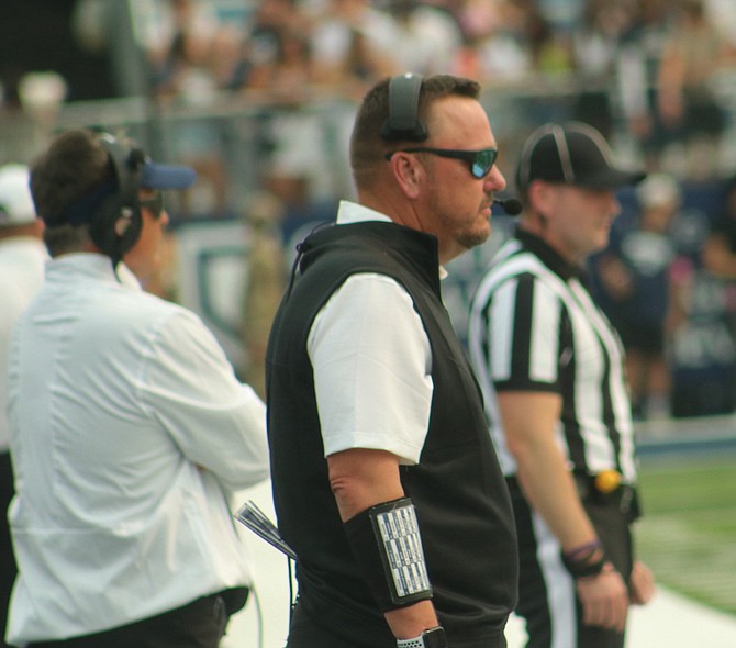 Nevada head coach Ken Wilson looks on the first half against Incarnate Word on Sept. 10, 2022 in Reno.