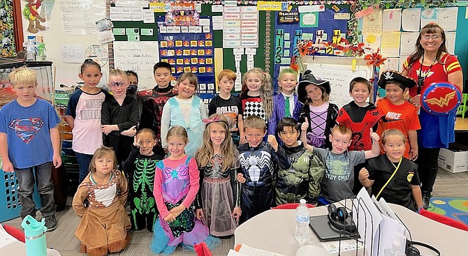 Students get in the mood for Halloween in Mrs. Manning’s class.