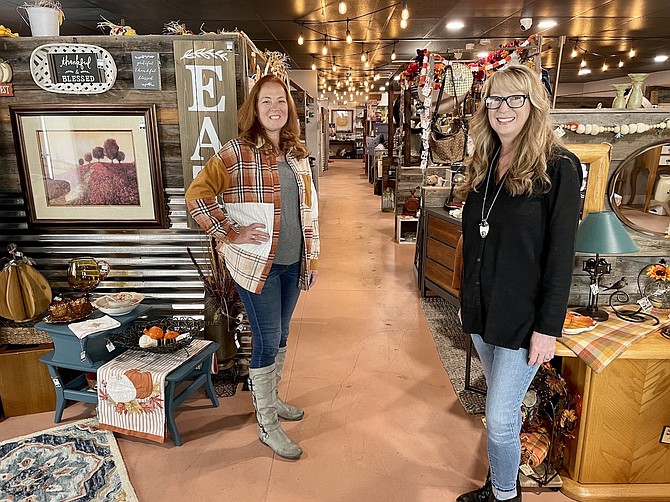 Coleen Cudney and Christine Latshaw inside MidTown Marketplace on Nov. 4.
