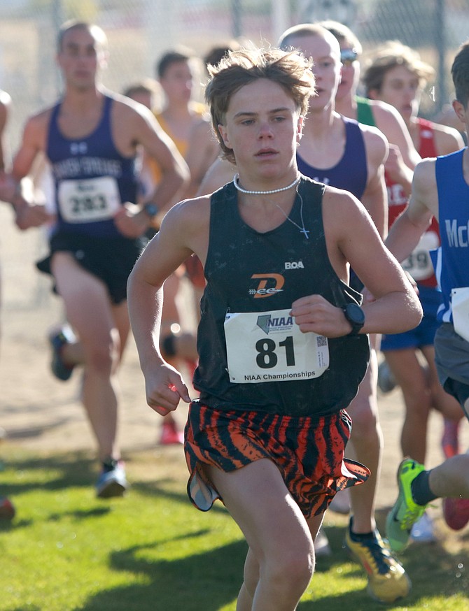 Luke Davis runs with the pack at the Class 5A North regional cross country race prior to the state meet. Davis was 15th overall in his sophomore season at the Class 5A state meet this past weekend in Boulder City.