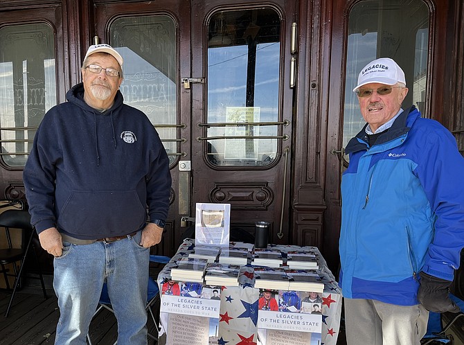 Steve Ranson, left, and Ken Beaton attended the Veterans Day Parade in Virginia City where they set up a table to sell their book, “Legacies of the Silver State: Nevada Goes to War.”

They will speak at this month’s Frances Humphrey Lecture Series at the Nevada State Museum, which is Thursday from 6:30-8 p.m.