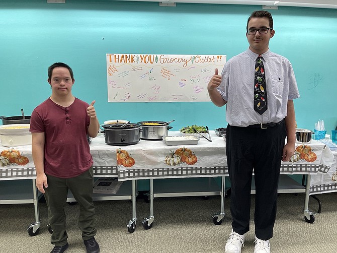 Carson High School’s Comprehensive Life Skills students celebrated Thanksgiving last week by preparing a meal for fellow students and staff. Grocery Outlet donated the trimmings.
