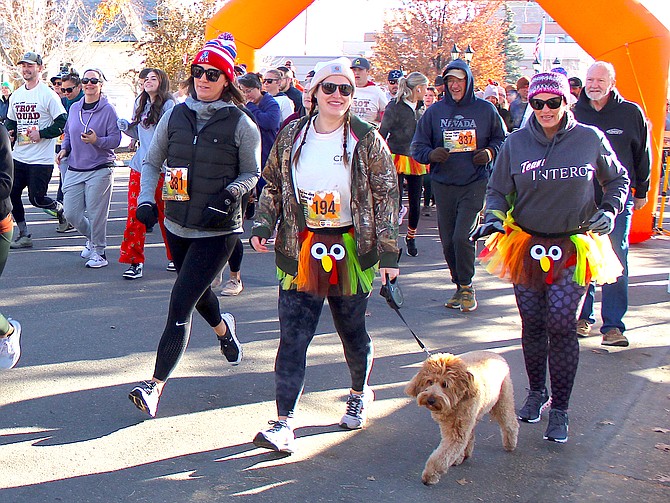 Dogs were welcome participants in the Thanksgiving Turkey Trot.