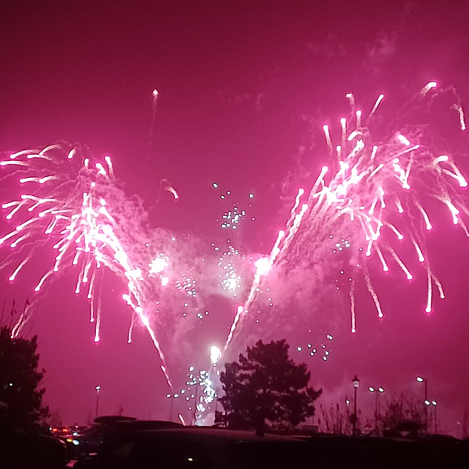 Fireworks go off in Gardnerville on Thursday night.