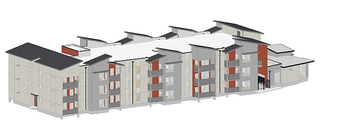 Rendering of phase 1 of Eagles Landing affordable housing project provided by FormGrey Studio.