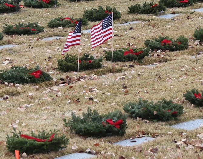 Thousands of wreaths line the gravesites at a previous ceremony the Northern Nevada Veterans Memorial Cemetery in Fernley.