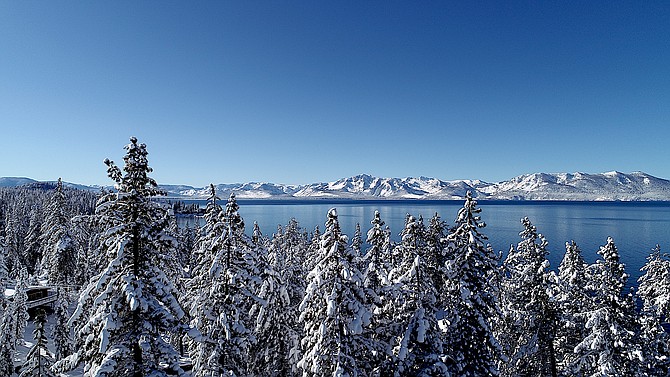 Bobsled Bob Buehler sent the drone up for a peek at Lake Tahoe on Tuesday.