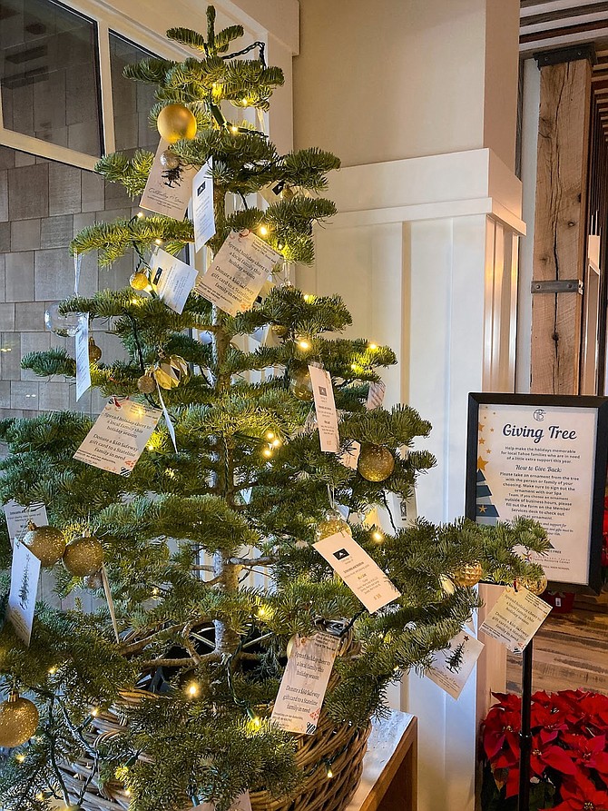 Tahoe Beach Club’s ‘Giving Tree’ with commitments to families in need.