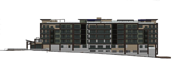 The north-facing elevation of a new luxury project approved by the Tahoe Regional Planning Agency.