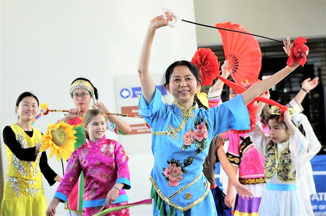 Gardnerville resident Sonia Carlson leads a traditional Chinese Dance. Nevada State Museum photo