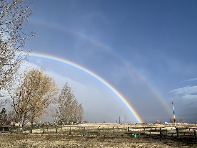 Stephen Graboff captured a double rainbow over Carson Valley on Friday morning.