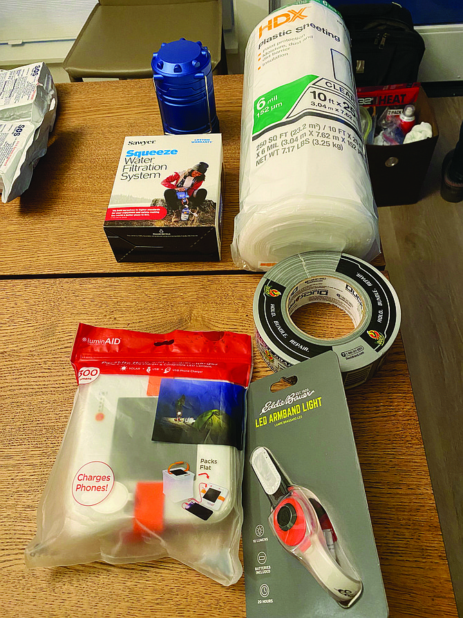 These are some of the emergency supplies condo owners will need in the event of an earthquake. Some condo associations in Madison Park have been organizing their residents in emergency preparation in recent years.